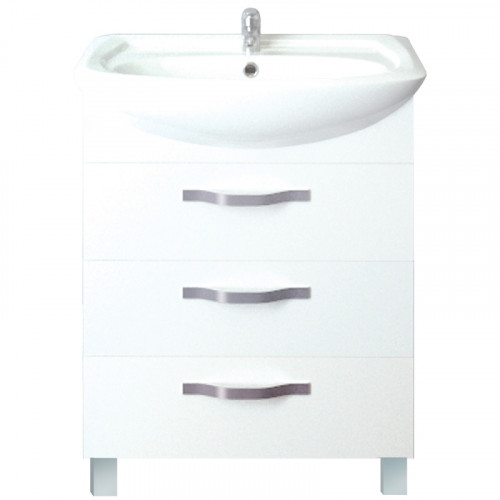 Тумба под раковину 1MarKa Вита 65Н 3 ящика Белая глянцевая МДФ / ЛДСП