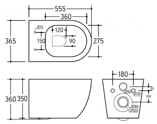 Унитаз Charus Torre Bianca EWC700-121B Black Estella Rimless подвесной цвет Черный матовый с сиденьем Микролифт