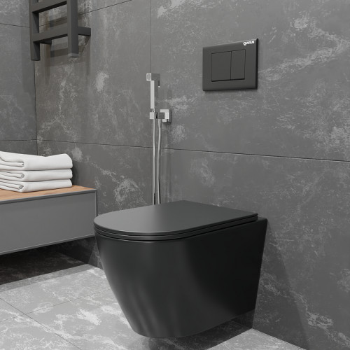Унитаз Charus Torre Bianca EWC700-121B Black Estella Rimless подвесной цвет Черный матовый с сиденьем Микролифт