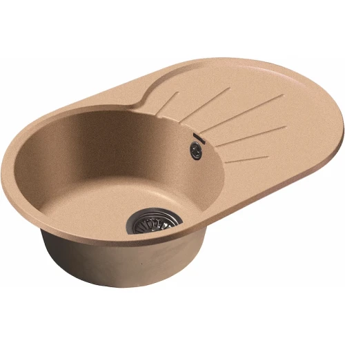 Кухонная мойка GranFest Rondo GF-R750L Песочная искусственный камень (литьевой мрамор) встраиваемый