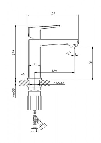 Смеситель для раковины Splenka S01.10.09 Графит матовый латунь