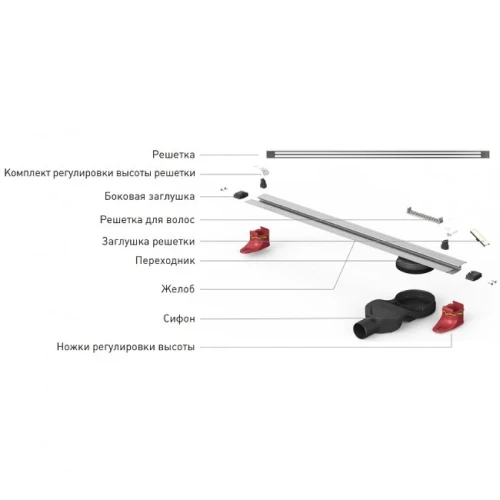 Душевой лоток Berges Super Slim 800 095054 с Черной матовой решеткой