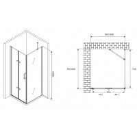 Душевой уголок Abber Zart 90x80 AG08090P-S81 профиль Хром стекло прозрачное
