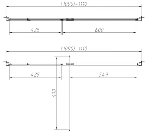 Душевая дверь Vincea Слим-Н (Slim-N) 110 VDP-4SN110CLGM профиль Вороненая сталь стекло прозрачное