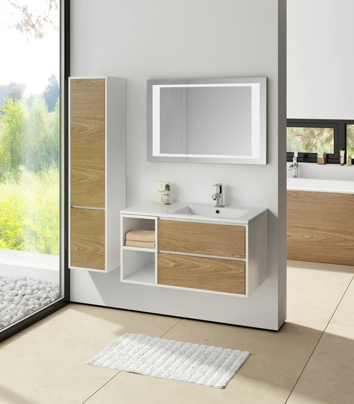 Тумба с раковиной SanVit Мэри-4 90 R kmery904 с фактурой под дерево подвесная Карпатская ель МДФ / ЛДСП