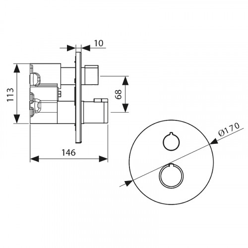 Смеситель для душа Kaiser Areva 08077 с термостатом