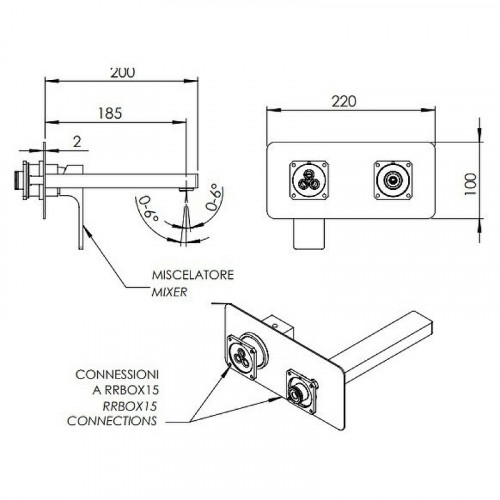 Смеситель для раковины Remer Absolute AU15KBNO Черный матовый латунь встраиваемый