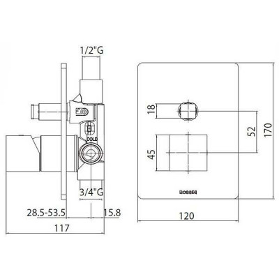 Смеситель для душа Bossini Cube Z00063.073 Черный матовый латунь встраиваемый