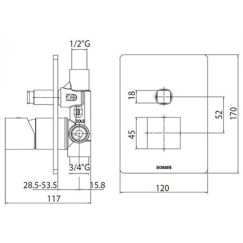 Смеситель для душа Bossini Cube Z00063.073 Черный матовый латунь встраиваемый