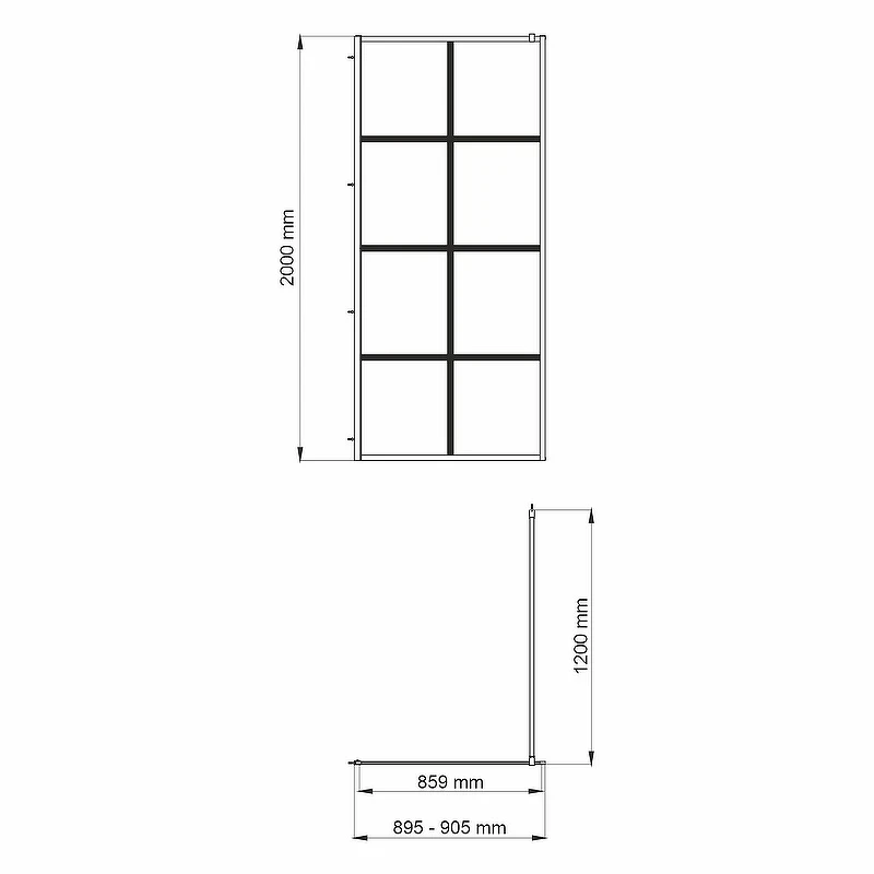 Душевая перегородка WasserKRAFT Glan 90 66W39 профиль Черный матовый стекло прозрачное