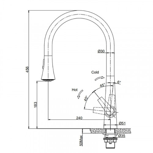 Смеситель для кухни Seaman Eco Venice SSN-1801P-SS цвет Нержавеющая сталь сатин