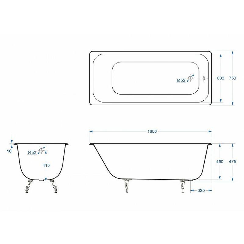 Чугунная ванна Delice Aurora 160x75 DLR230604R-AS с отверстиями под ручки с антискользящим покрытием