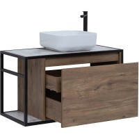Тумба под раковину Aquanet Nova Lite Loft 90R 261659 подвесная Дуб рустикальный МДФ / ЛДСП