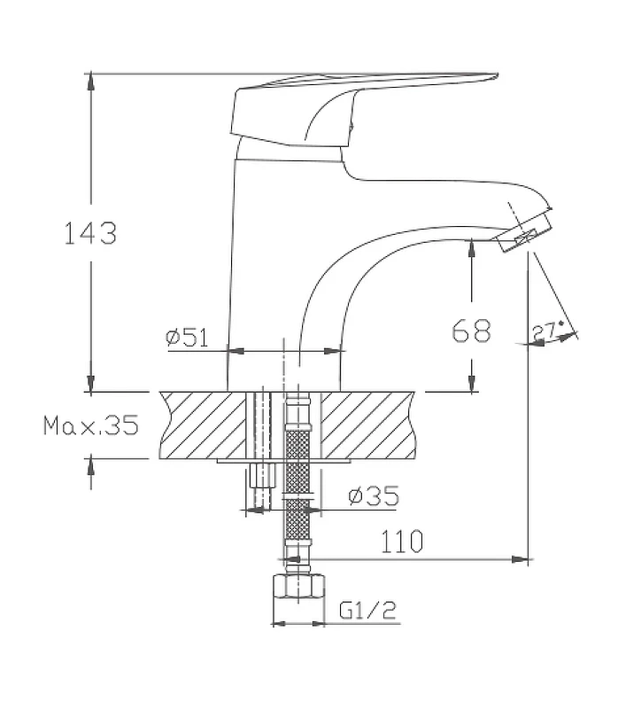 Смеситель для раковины Haiba HB1004 Хром
