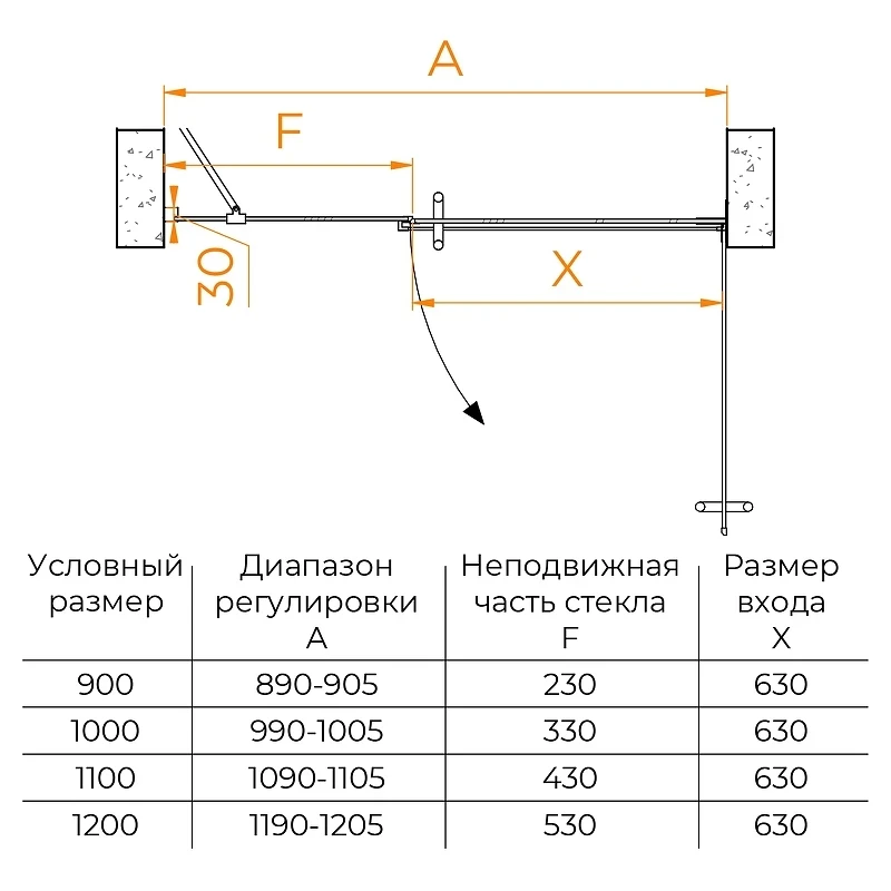 Душевая дверь RGW Hotel HO-012 110 350601211-11 профиль Хром стекло прозрачное