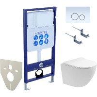 Комплект унитаза с инсталляцией Aquatek Set Aquatek Европа T KDI15 с сиденьем Микролифт и Белой клавишей смыва фарфор подвесной