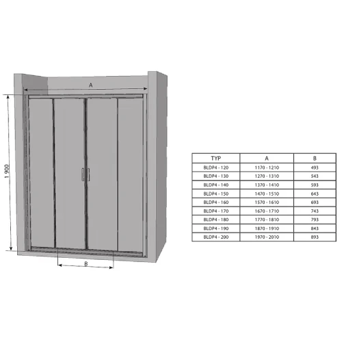 Душевая дверь Ravak Blix BLDP4 130 0YVJ0100ZG профиль Белый стекло Grape