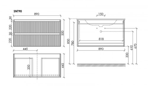 Тумба под раковину Sancos Snob T 90 SNT90SM подвесная Doha Soft