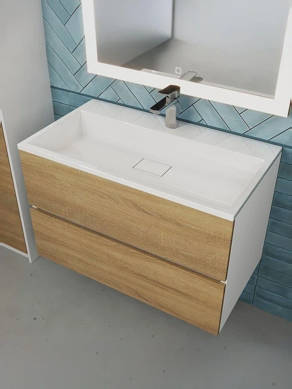 Тумба под раковину Uperwood Barsa 80 293020532 подвесная цвет Белый матовый Дуб сонома