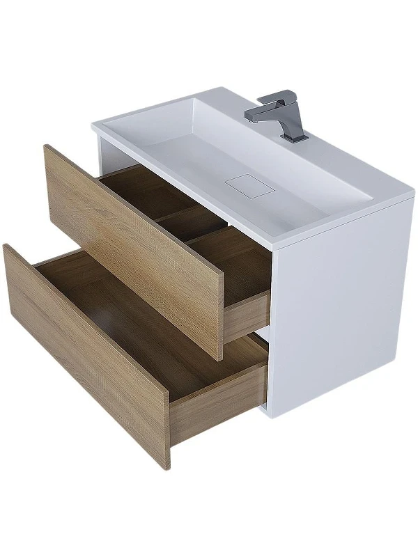 Тумба под раковину Uperwood Barsa 80 293020532 подвесная цвет Белый матовый Дуб сонома