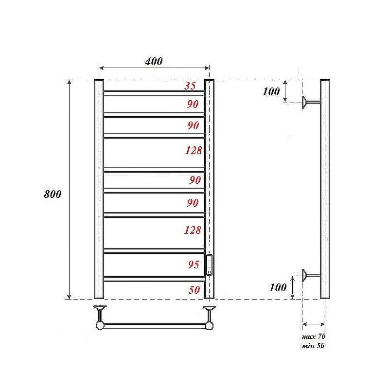 Электрический полотенцесушитель APEXTERMO Stella 800x400 ST00184GL цвет Золото матовое