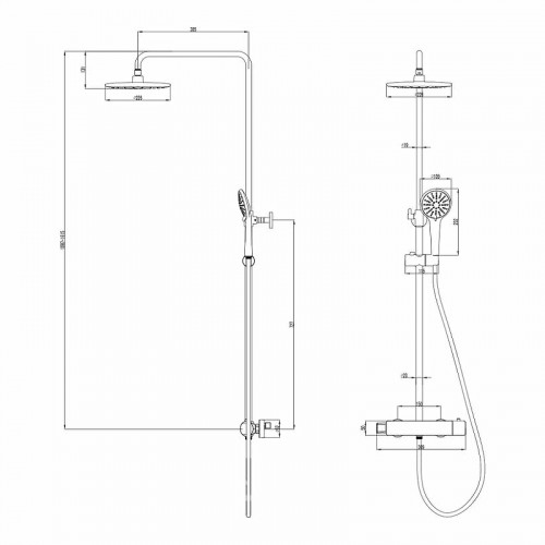 Душевая система Lemark Bronx LM3770BL с термостатом Черная латунь на стену