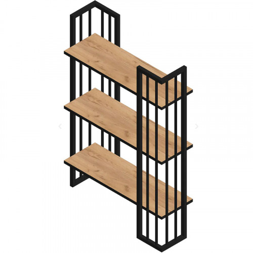 Стеллаж Sanflor Тетрис 1000 69 С20866 Дуб крафт золотой Черный муар