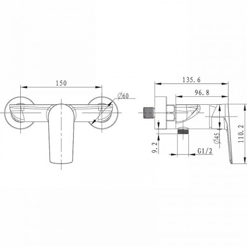 Смеситель для душа Kaiser Atrio 60077 Белый Хром латунь на стену