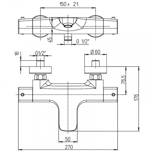 Смеситель для ванны Paini Nove 09CR111TH с термостатом Хром