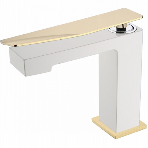 Смеситель для раковины Boheme Q 141-WG.2 Белый матовый Золото латунь