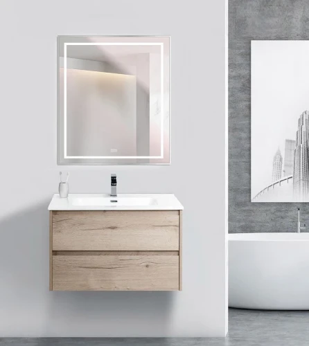 Зеркало BelBagno Kraft 70 SPC-KRAFT-700-800-LED-TCH-WARM с подсветкой Сатин с сенсорным выключателем и подогревом стекло