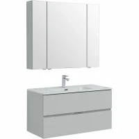 Комплект мебели для ванной Aquanet Алвита New 100 274528 подвесной Серый матовый МДФ / ЛДСП