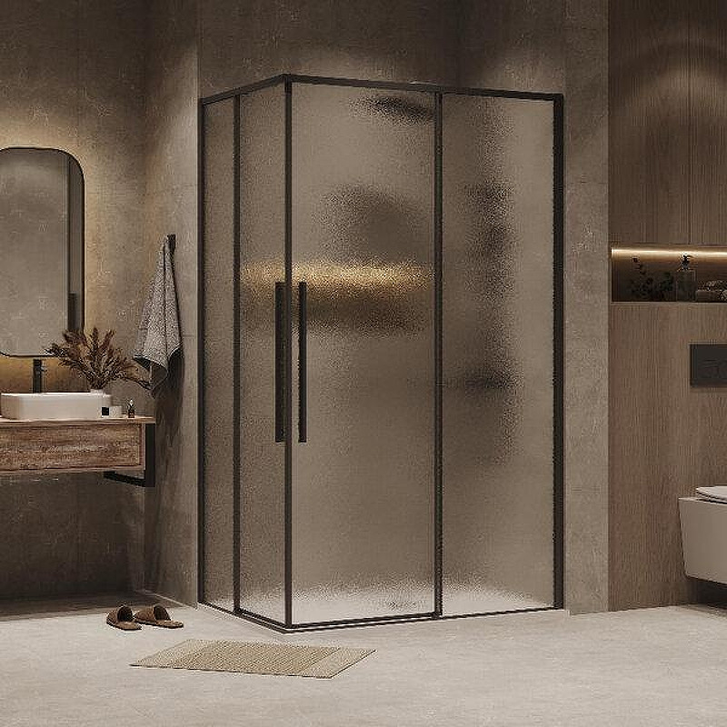 Душевой уголок Grossman Galaxy 120x80 R 300.K33.01.12R80L.21.02 профиль Черный матовый стекло шиншилла
