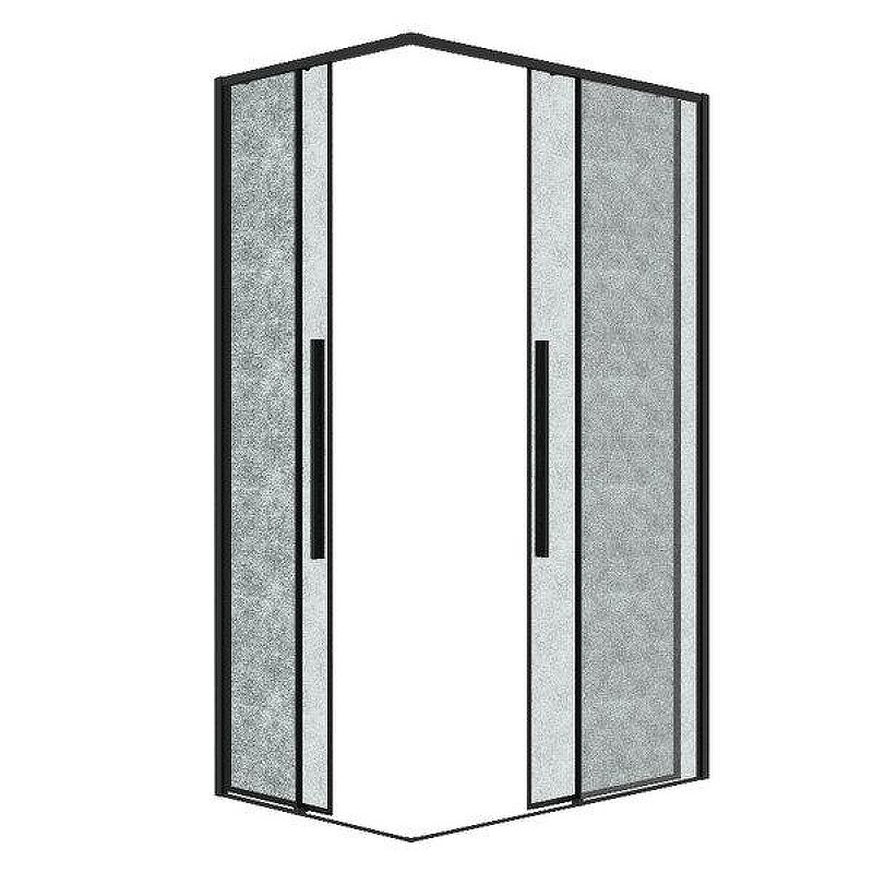 Душевой уголок Grossman Galaxy 120x80 R 300.K33.01.12R80L.21.02 профиль Черный матовый стекло шиншилла