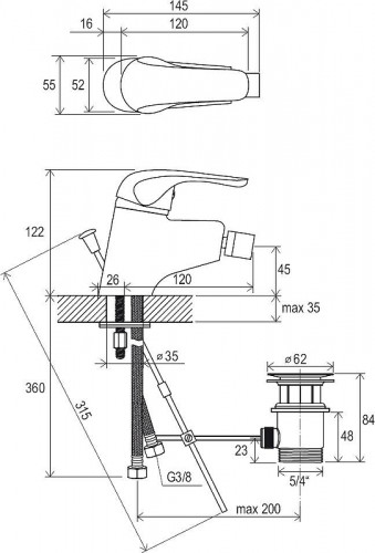 Смеситель для биде Ravak Rosa RS 055.00 X070013 Хром латунь