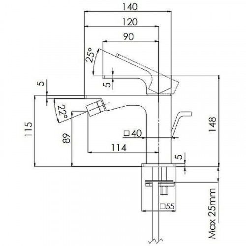 Смеситель для биде Remer Absolute AU20 Хром латунь
