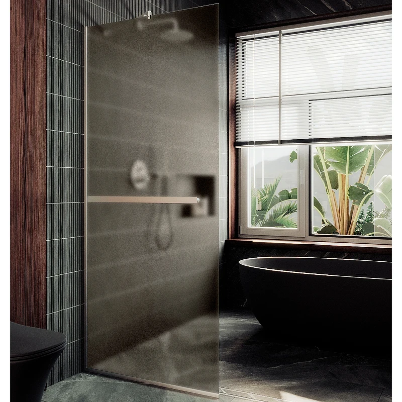 Душевая перегородка Maybah Glass MGD-728-5у 790x1950 в узком профиле Хром матовый стекло бронзовое матовое