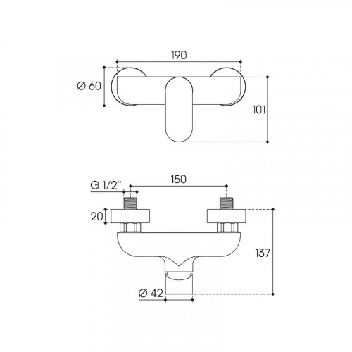 Смеситель для душа Aqueduto Base BAS0700 цвет Хром