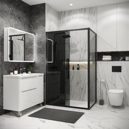Душевой уголок Grossman Cosmo 130х80 120.K33.02.1380.21.10 профиль Черный матовый стекло тонированное