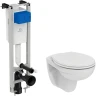Комплект унитаза с инсталляцией Ideal Standard Prosys Eco Frame Eurovit W660101 с сиденьем Микролифт фарфор подвесной