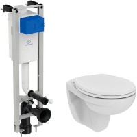 Комплект унитаза с инсталляцией Ideal Standard Prosys Eco Frame Eurovit W660101 с сиденьем Микролифт фарфор подвесной