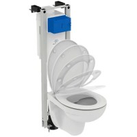 Комплект унитаза с инсталляцией Ideal Standard Prosys Eco Frame Eurovit W660101 с сиденьем Микролифт фарфор подвесной