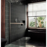 Душевая перегородка Maybah Glass MGD-736-5ш 890x1950 в широком профиле Хром матовый стекло графитовое матовое
