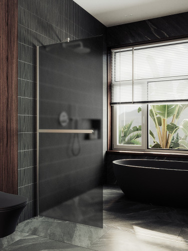 Душевая перегородка Maybah Glass MGD-736-5ш 890x1950 в широком профиле Хром матовый стекло графитовое матовое