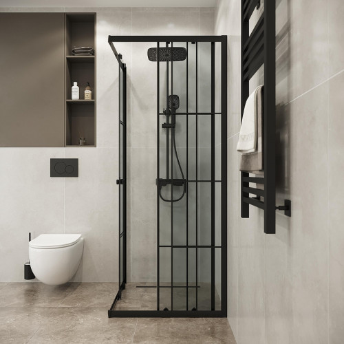 Душевой уголок Niagara Eco 90х90 NG-1009-14QKL профиль цвет Черный матовый стекло прозрачное
