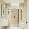 Душевая дверь Maybah Glass MGD-798-3 600x1980 на монопетле Золото стекло бронзовое