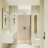 Душевая дверь Maybah Glass MGD-798-3 600x1980 на монопетле Золото стекло бронзовое