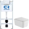 Комплект унитаза WellWant Tesoro WWU01111W с инсталляцией Charus City CR.200.21.01 с сиденьем Микролифт и клавишей смыва Хром глянцевый