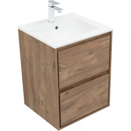 Тумба под раковину Aquanet Милан 50 336376 подвесная Дуб рустикальный МДФ / ЛДСП