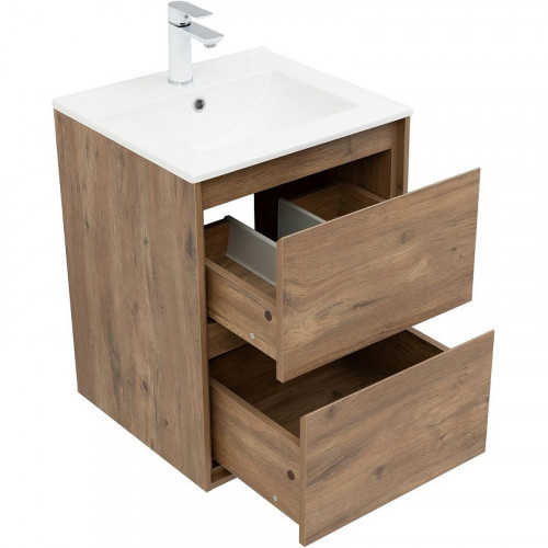 Тумба под раковину Aquanet Милан 50 336376 подвесная Дуб рустикальный МДФ / ЛДСП